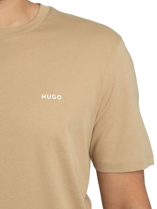 HUGO T-Shirt Met Dero222-Logo, Beige - Image 4