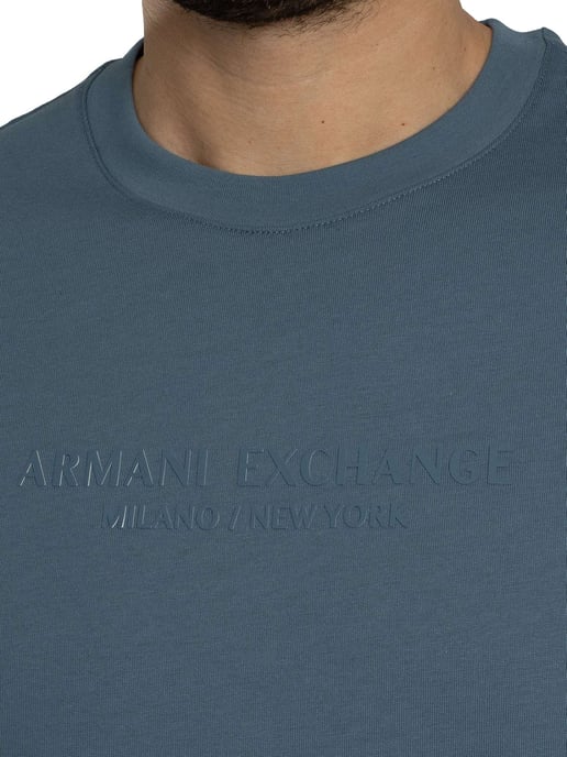 Armani Exchange Merk Grafisch T-Shirt, Blauw - Image 4