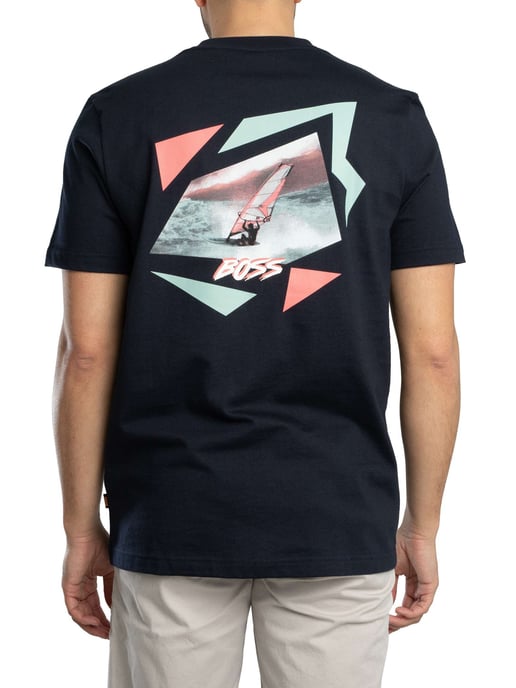 BOSS Te Movement Back Graphic T-Shirt, Blue - Image 3