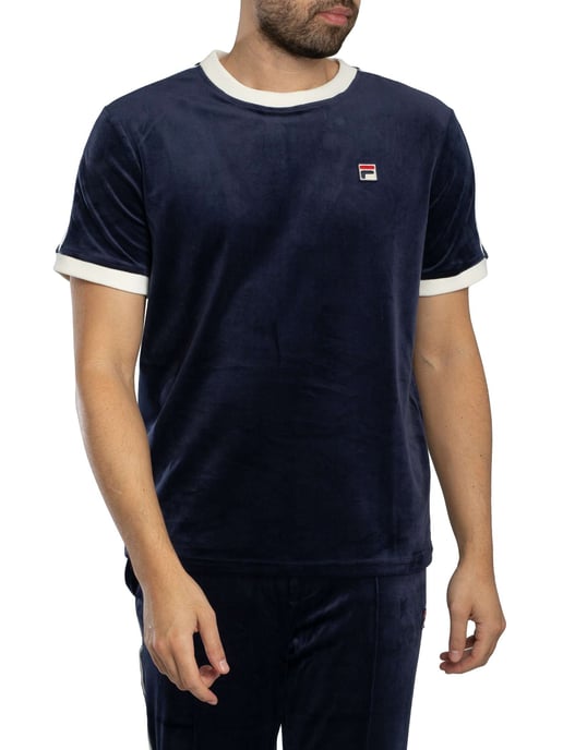 Fila Basilio Velours T-Shirt, Blauw - Image 1