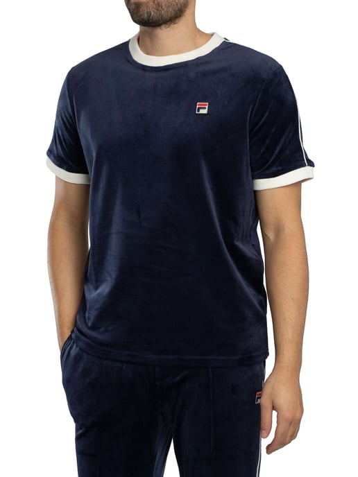 Fila Basilio Velours T-Shirt, Blauw - Image 2