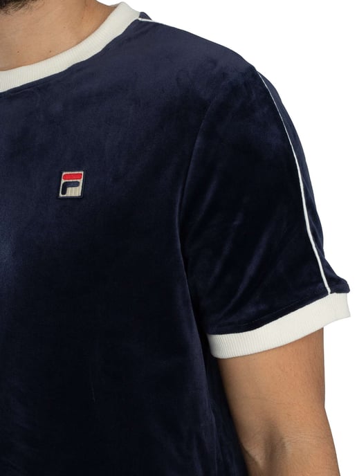 Fila Basilio Velours T-Shirt, Blauw - Image 4