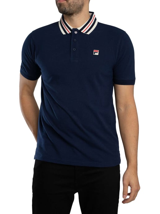 Fila Achille Heritage Tape Basic Polo Shirt, Blue - Image 2