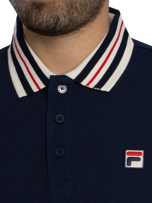 Fila Achille Heritage Tape Basic Polo Shirt, Blue - Image 4