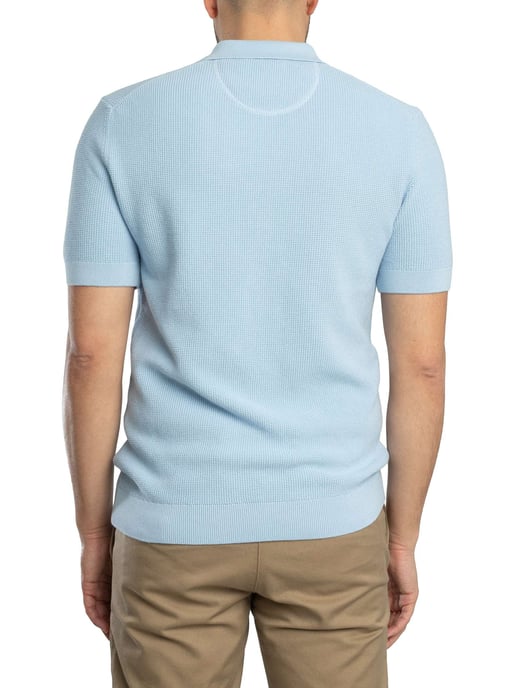 GANT Micro Textured Cotton Polo Shirt, Blue - Image 3