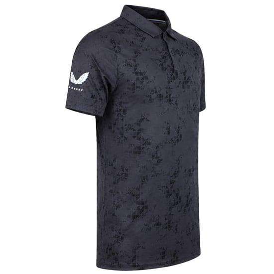 Castore Club Geo Print Mens Black Golf Polo Shirt - Image 2
