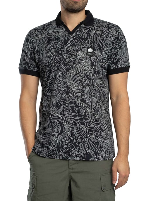 Pretty Green Resonance Linear Polo Shirt, Black - Image 2