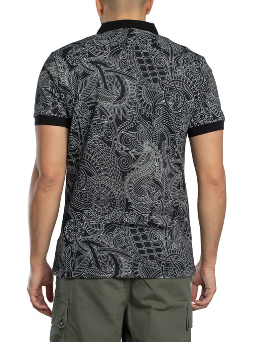 Pretty Green Resonance Linear Polo Shirt, Black - Image 3