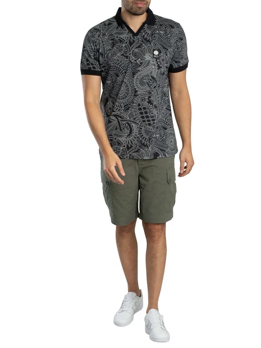 Pretty Green Resonance Linear Polo Shirt, Black - Image 5