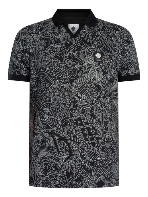 Pretty Green Resonance Linear Polo Shirt, Black - Image 6