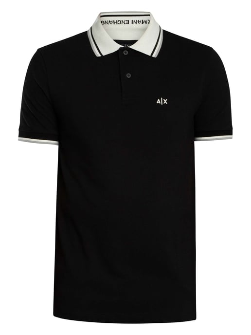 Armani Exchange Slim Fit Contrast Collar Polo Shirt, Black - Image 6