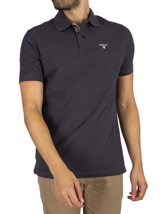 Barbour Piqué Poloshirt Met Schotse Ruit, Blauw - Image 1