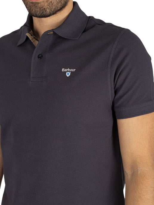 Barbour Piqué Poloshirt Met Schotse Ruit, Blauw - Image 4