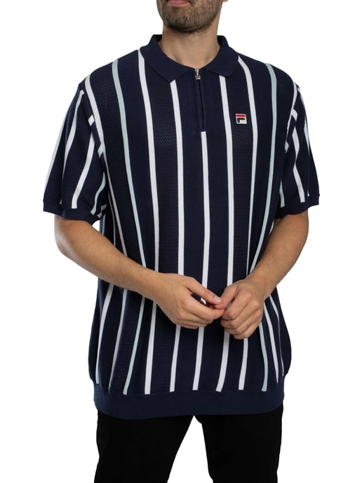 Fila Giorgio Patchwork Gebreide Poloshirt, Blauw - Image 2