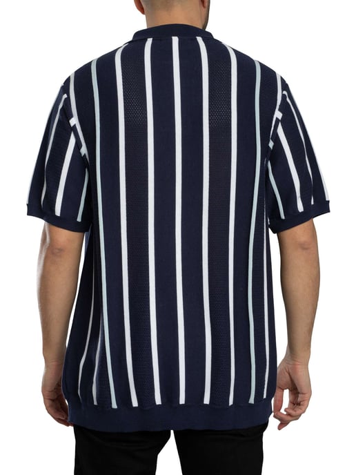 Fila Giorgio Patchwork Gebreide Poloshirt, Blauw - Image 3