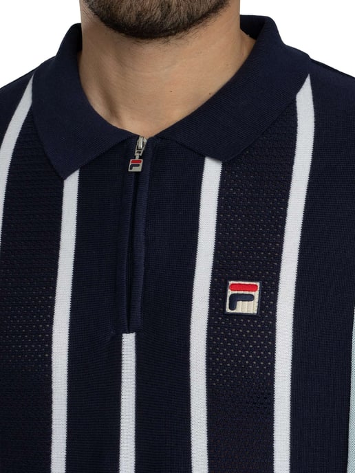 Fila Giorgio Patchwork Gebreide Poloshirt, Blauw - Image 4