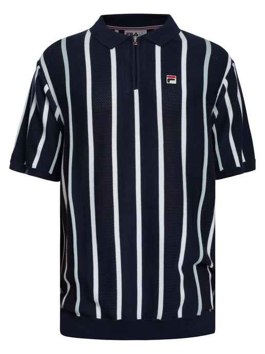 Fila Giorgio Patchwork Gebreide Poloshirt, Blauw - Image 5