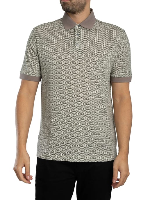 Armani Exchange Polo Shirt Met All-Over Print, Beige - Image 1