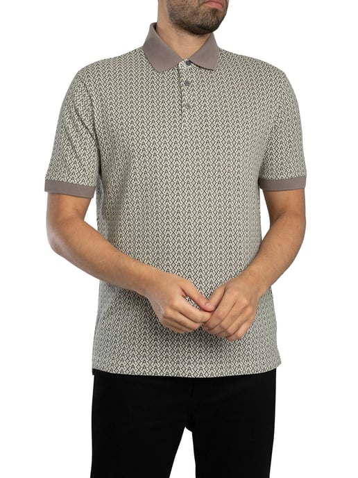 Armani Exchange Polo Shirt Met All-Over Print, Beige - Image 2