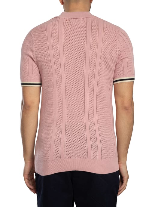 Superdry Gebreide Polo Met Textuur, Roze - Image 3