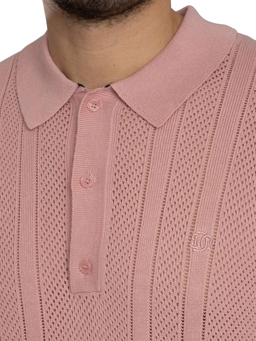 Superdry Gebreide Polo Met Textuur, Roze - Image 4