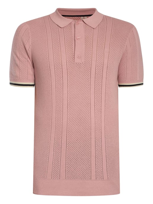 Superdry Gebreide Polo Met Textuur, Roze - Image 5