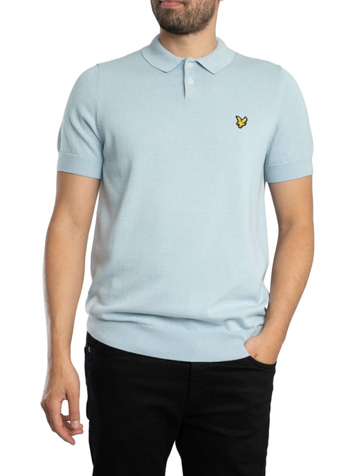 Lyle & Scott Katoenen Gebreide Polo Met Korte Mouwen, Blauw - Image 1