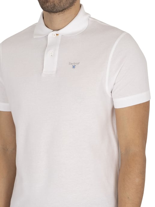 Barbour Tartan Pique Polo Shirt, White - Image 4