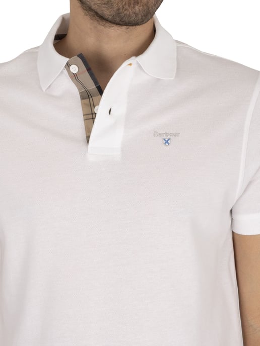 Barbour Tartan Pique Polo Shirt, White - Image 5