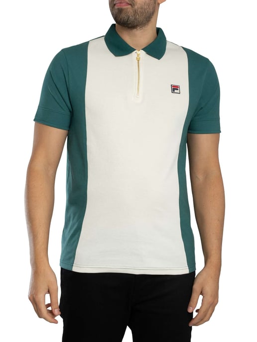 Fila Pierro Cut &Amp; Sew Zip Polo Shirt, Wit - Image 1