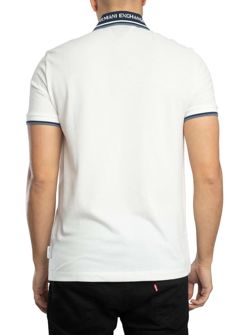 Armani Exchange Slim Fit Poloshirt Met Contrasterende Kraag, Wit - Image 3
