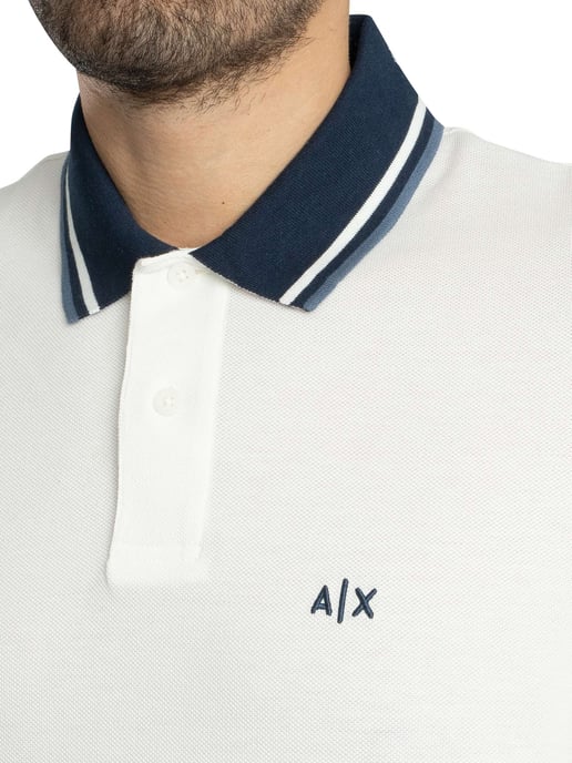 Armani Exchange Slim Fit Poloshirt Met Contrasterende Kraag, Wit - Image 4
