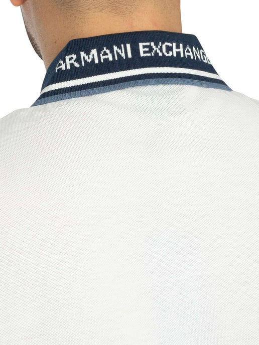 Armani Exchange Slim Fit Poloshirt Met Contrasterende Kraag, Wit - Image 5