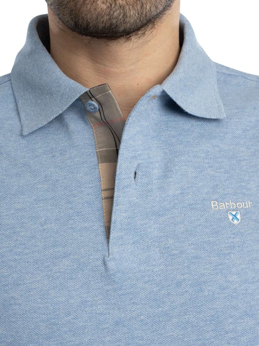 Barbour Tartan Pique Polo Shirt, Blue - Image 5