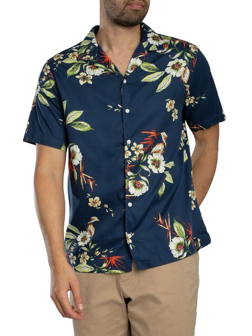 Superdry Hawaiiaans Print Shirt Met Korte Mouwen, Blauw - Image 1
