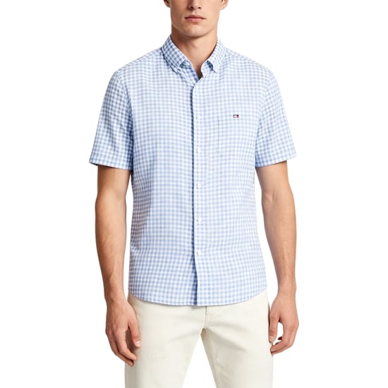 Tommy Hilfiger Mens Oxford Shirts Gingham Checked Regular Short Sleeve Cotton - Image 1