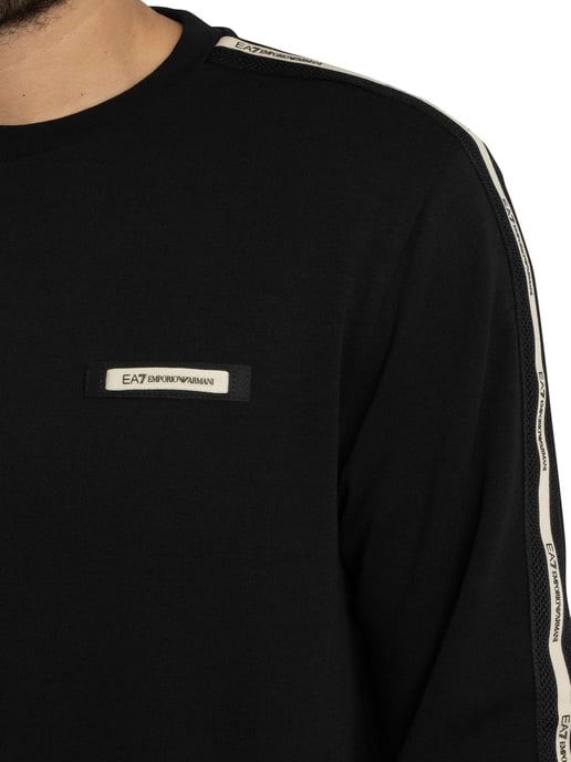 EA7 Merk Rib Sweatshirt, Zwart - Image 4
