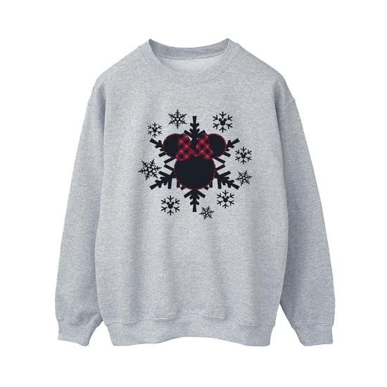 Disney Womens/Ladies Minnie Mouse Gingham Snowflakes Sweatshirt (Sport Grey) - Image 1