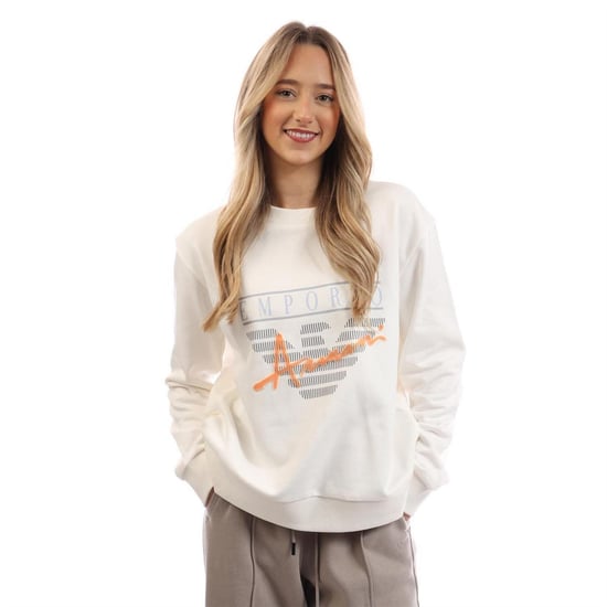 Emporio Armani Womens/Ladies EA7 Logo Cotton Sweatshirt (White) - Image 2