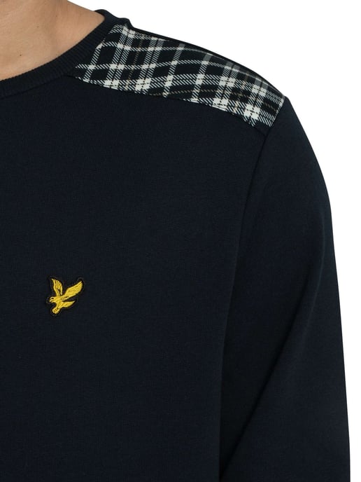 Lyle & Scott Trui Met Geruite Panelen, Blauw - Image 4