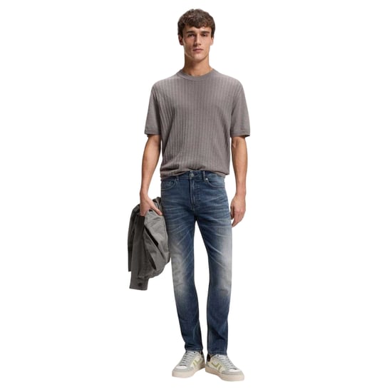 Boss Mens Delaware Denim Slim Mid Rise Jeans (Navy) - Image 4