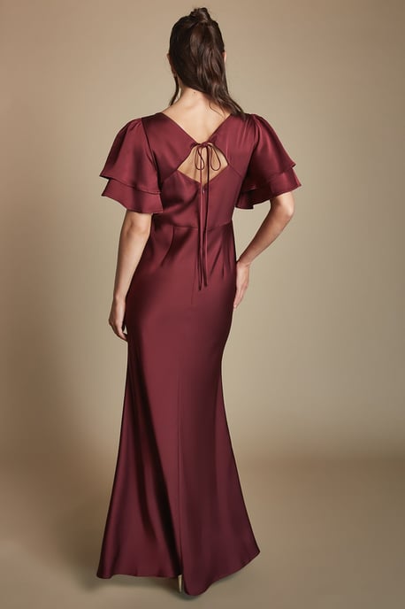 Coast Honoured Satin Back Crepe High Neck Short Sleeve Maxi Bridesmaid Dress - Image 2