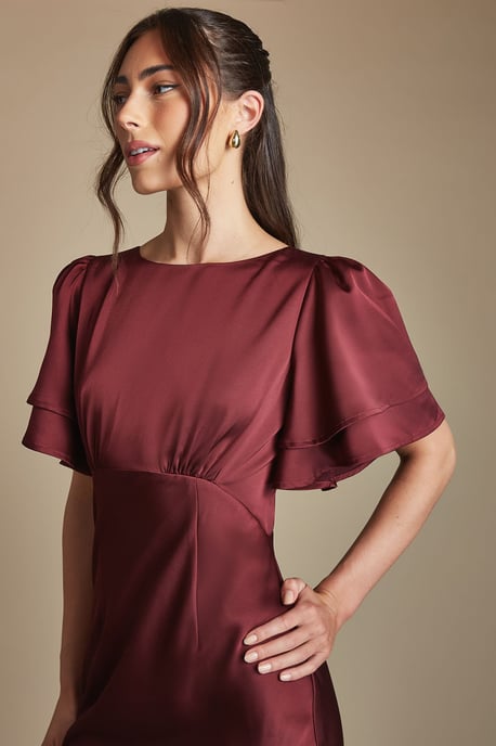 Coast Honoured Satin Back Crepe High Neck Short Sleeve Maxi Bridesmaid Dress - Image 3