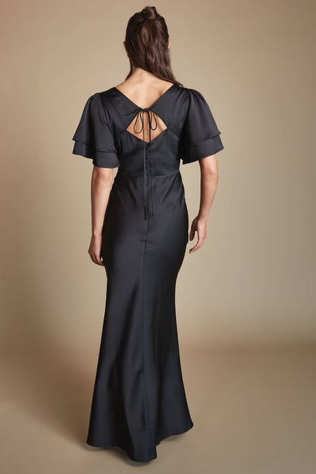 Coast Honoured Satin Back Crepe High Neck Short Sleeve Maxi Bridesmaid Dress - Image 3