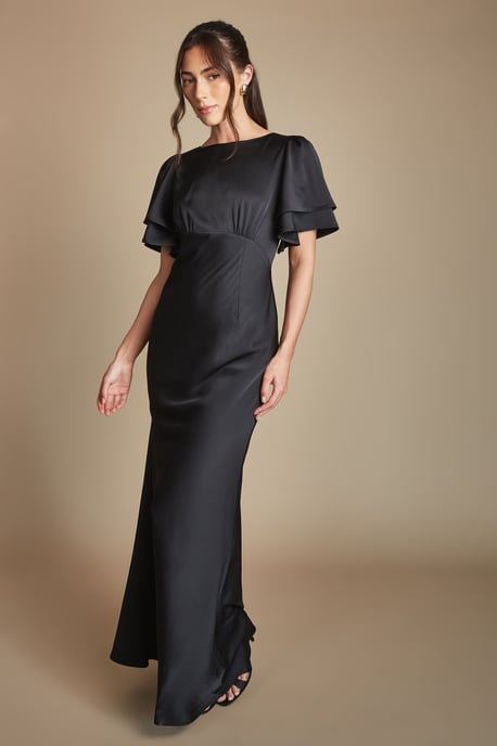 Coast Honoured Satin Back Crepe High Neck Short Sleeve Maxi Bridesmaid Dress - Image 4