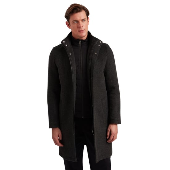 Ted Baker Ederson Wool Blend Funnel Neck Grey Coat - Image 4