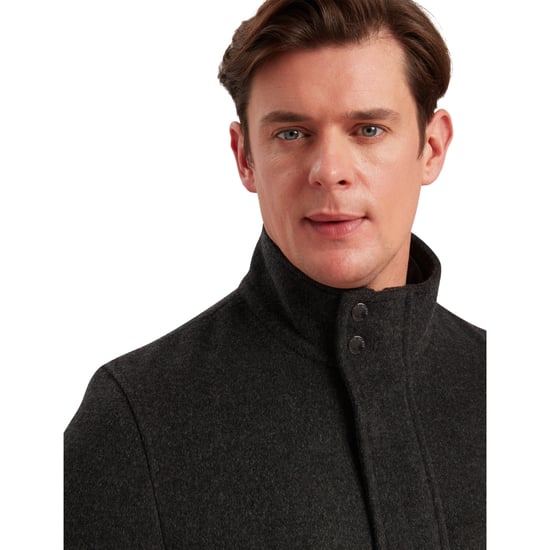 Ted Baker Ederson Wool Blend Funnel Neck Grey Coat - Image 5