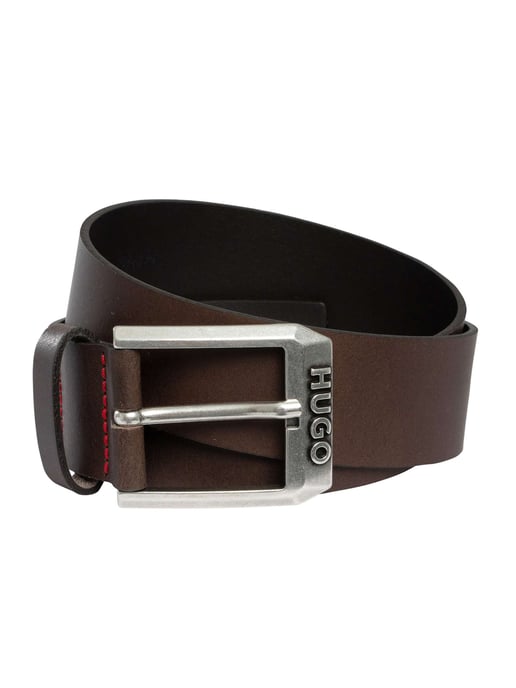 HUGO Gelio Leather Belt, Brown - Image 1