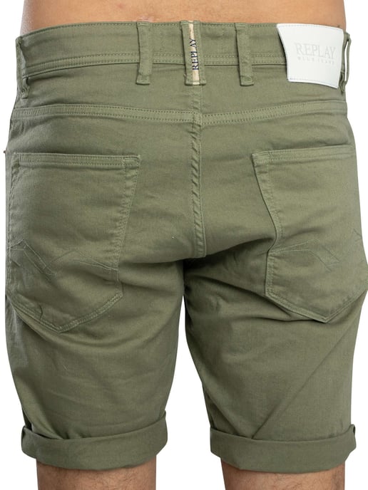 Replay RBJ 981 Denim Tapered Shorts, Green - Image 4