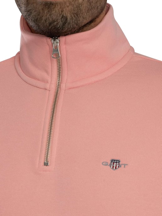 GANT Regular Shield 1/4 Zip Sweatshirt, Roze - Image 4